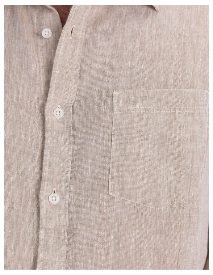 Sportscraft Long Sleeve Linen Yarn-Dyed Shirt in String