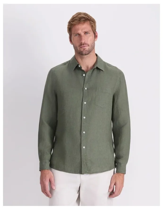 Sportscraft Long Sleeve Linen Yarn-Dyed Shirt