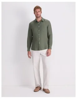Sportscraft Long Sleeve Linen Yarn-Dyed Shirt