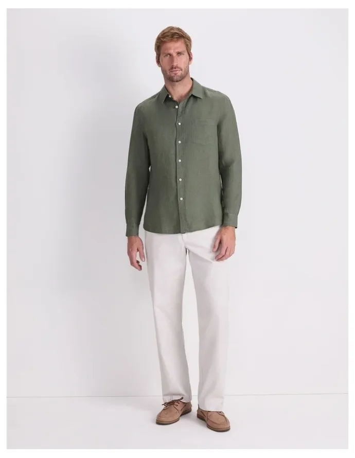 Sportscraft Long Sleeve Linen Yarn-Dyed Shirt
