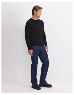 Sportscraft Merino Crew Neck Knit Sweater in Black