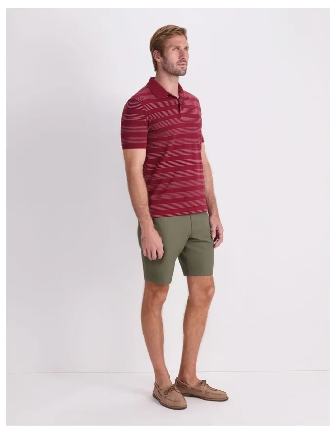 Sportscraft Pique Polo in Wine Stripe