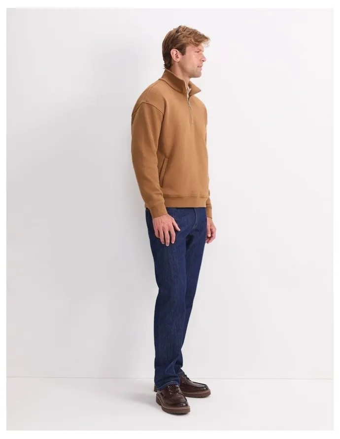 Sportscraft Quarter Zip Sweatshirt in Camel