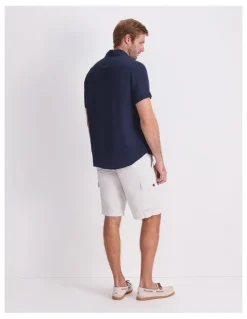 Sportscraft Short Sleeve Linen Shirt in Blue