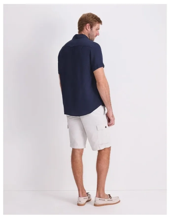 Sportscraft Short Sleeve Linen Shirt in Blue