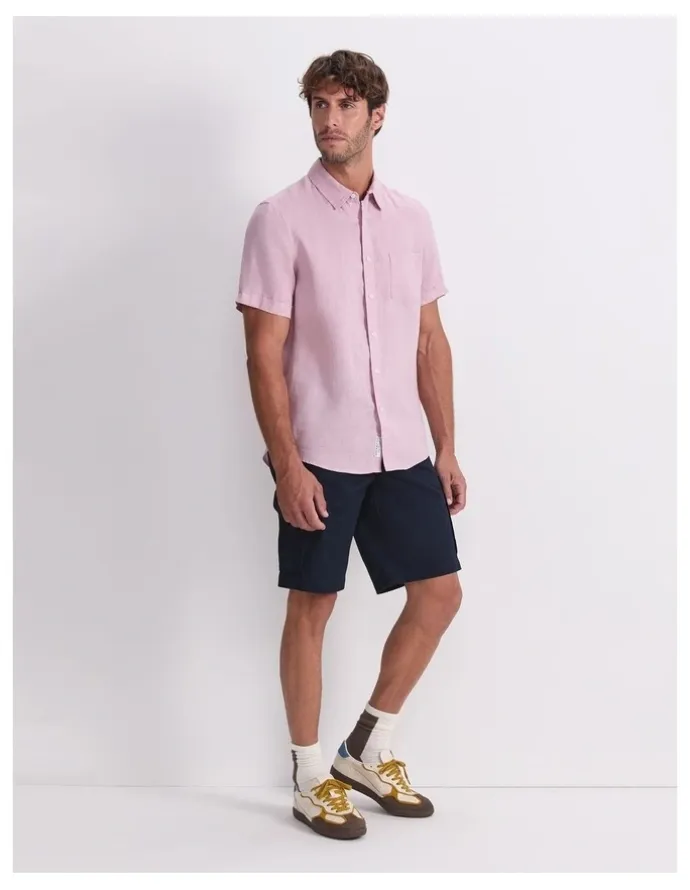Sportscraft Short Sleeve Linen Shirt in Pink