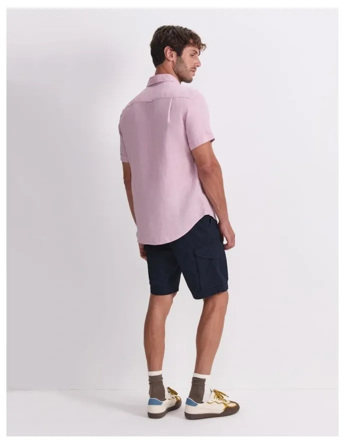 Sportscraft Short Sleeve Linen Shirt in Pink