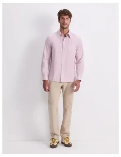 Sportscraft Stripe Long Sleeve Poplin Shirt in Pink