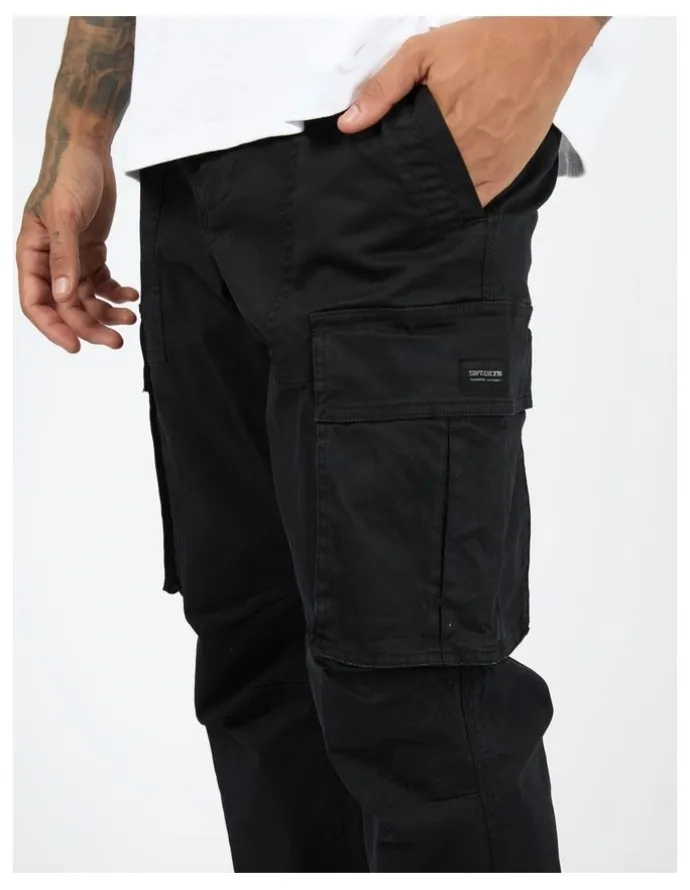 St Goliath Straight Leg Cargo Pant in Black