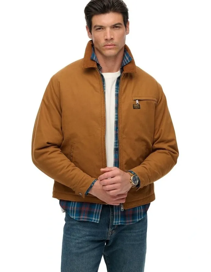 Superdry Cotton Canvas Ranch Jacket in Tobacco Brown