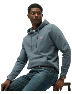 Superdry Essential Logo Hoodie in Stormy Weather Blue