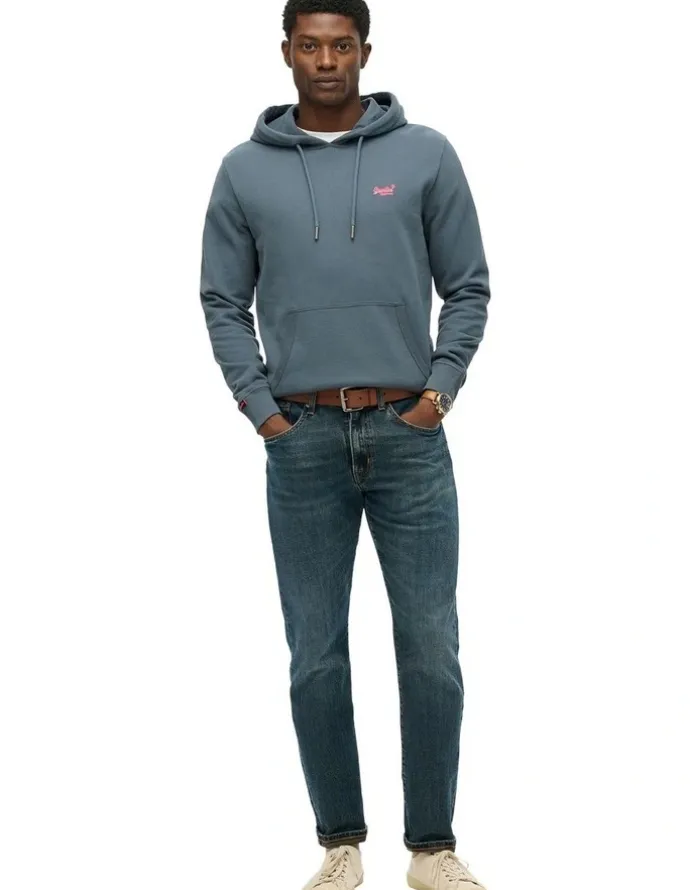 Superdry Essential Logo Hoodie in Stormy Weather Blue