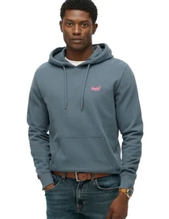 Superdry Essential Logo Hoodie in Stormy Weather Blue