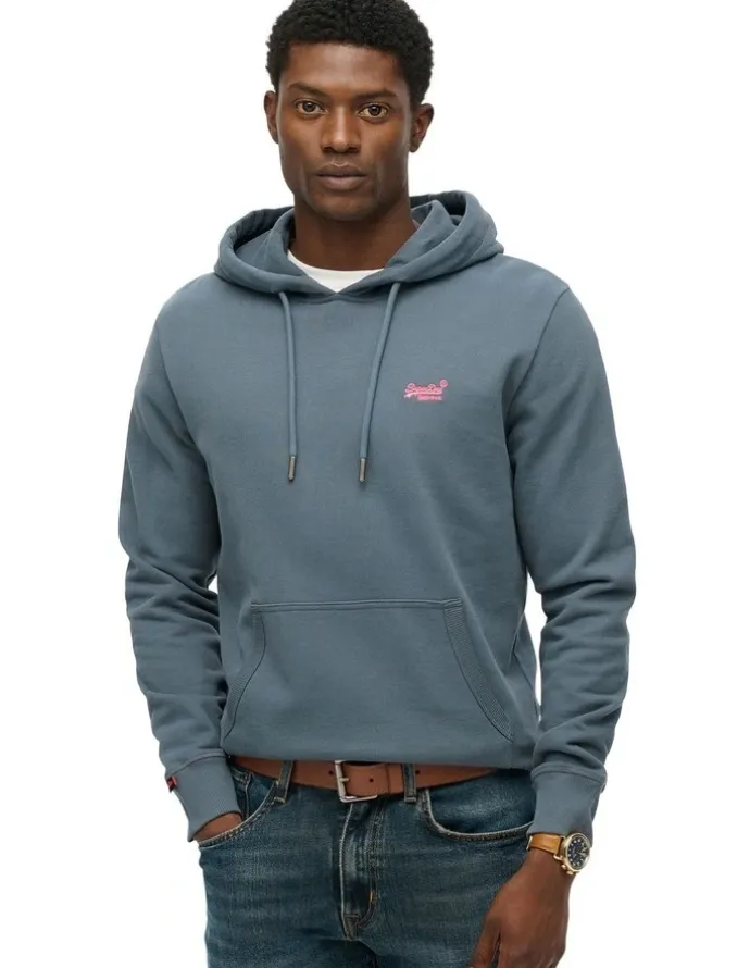 Superdry Essential Logo Hoodie in Stormy Weather Blue