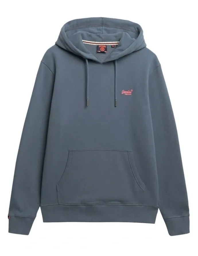 Superdry Essential Logo Hoodie in Stormy Weather Blue