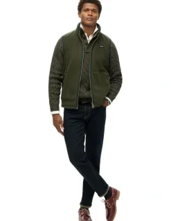 Superdry Estate Fleece Gilet Jacket in Surplus Goods Olive
