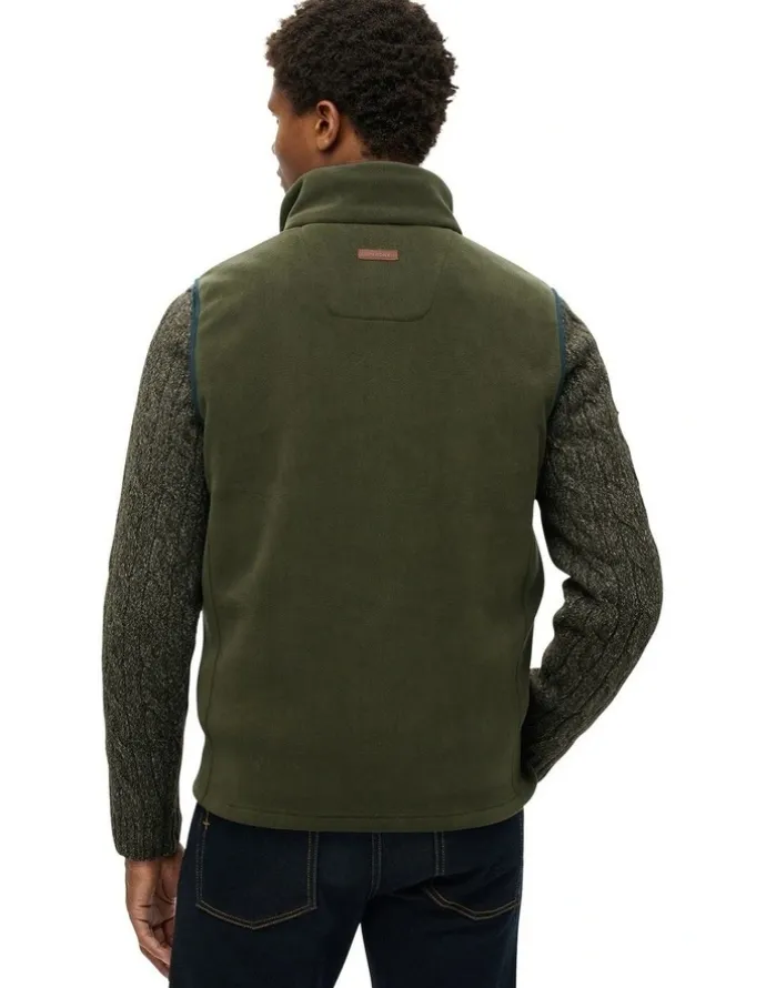 Superdry Estate Fleece Gilet Jacket in Surplus Goods Olive