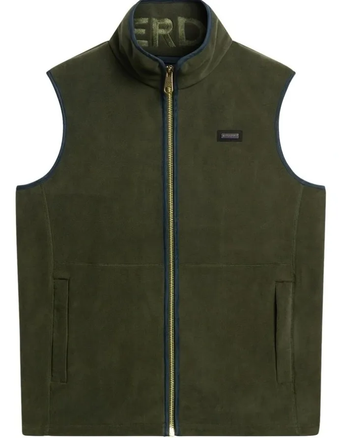 Superdry Estate Fleece Gilet Jacket in Surplus Goods Olive