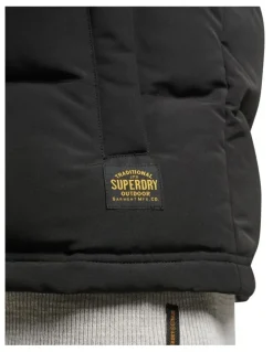 Superdry Everest Hooded Puffer Gilet in Jet Black