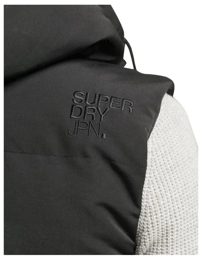 Superdry Everest Hooded Puffer Gilet in Jet Black