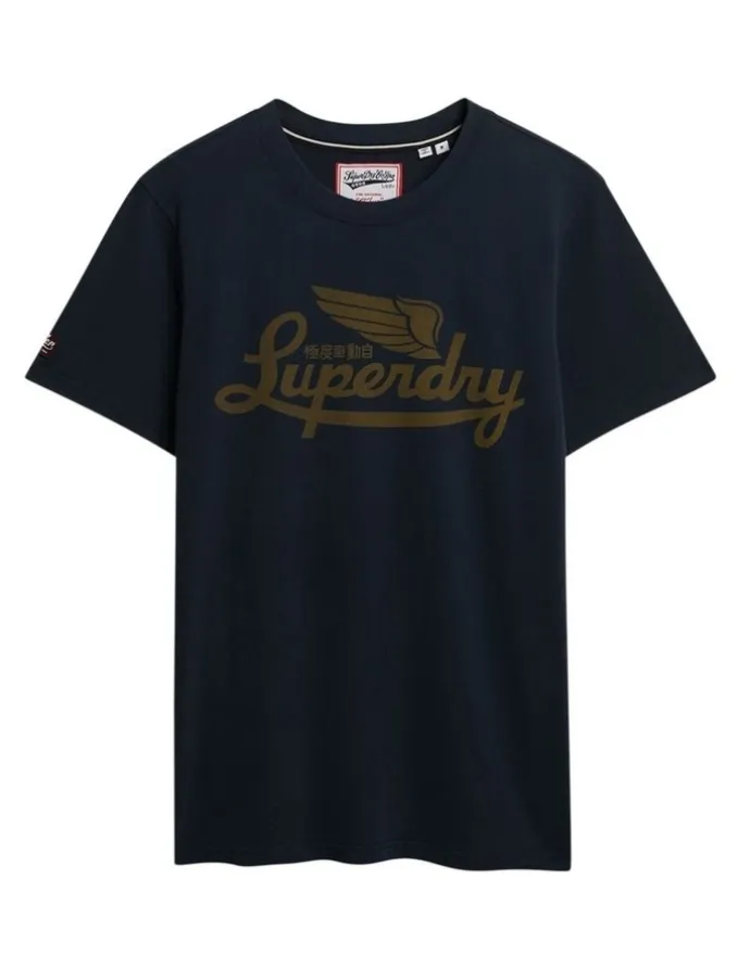 Superdry Heritage Brand Relaxed Tee in Eclipse Navy