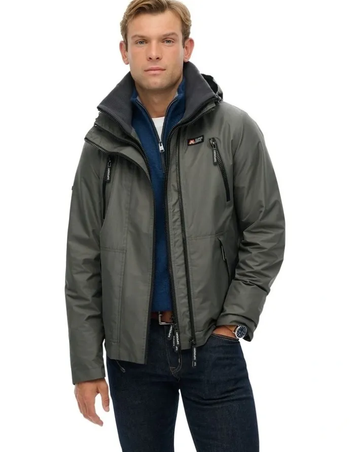 Superdry Hooded Mountain Windbreaker in Dark Dull Charcoal