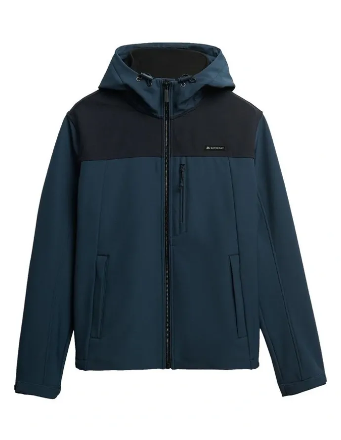 Superdry Hooded Soft Shell Tech Tracker in Flex Navy
