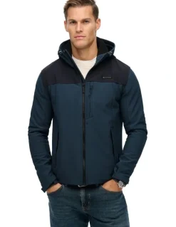 Superdry Hooded Soft Shell Tech Tracker in Flex Navy
