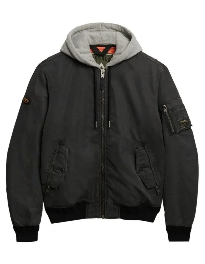 Superdry Military MA1 Bomber Jacket in Washed Black