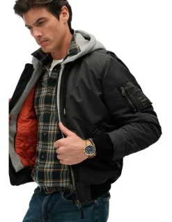 Superdry Military MA1 Bomber Jacket in Washed Black