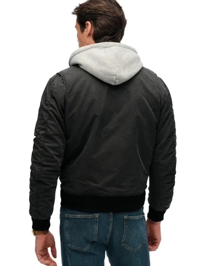 Superdry Military MA1 Bomber Jacket in Washed Black