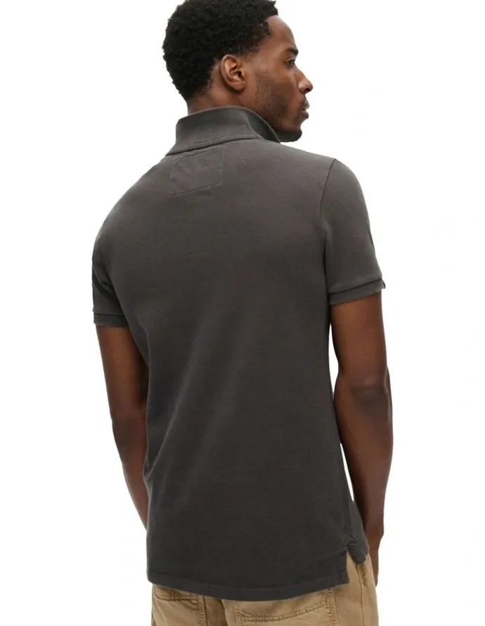 Superdry Vintage Athletic Polo in Washed Black