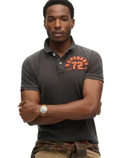 Superdry Vintage Athletic Polo in Washed Black