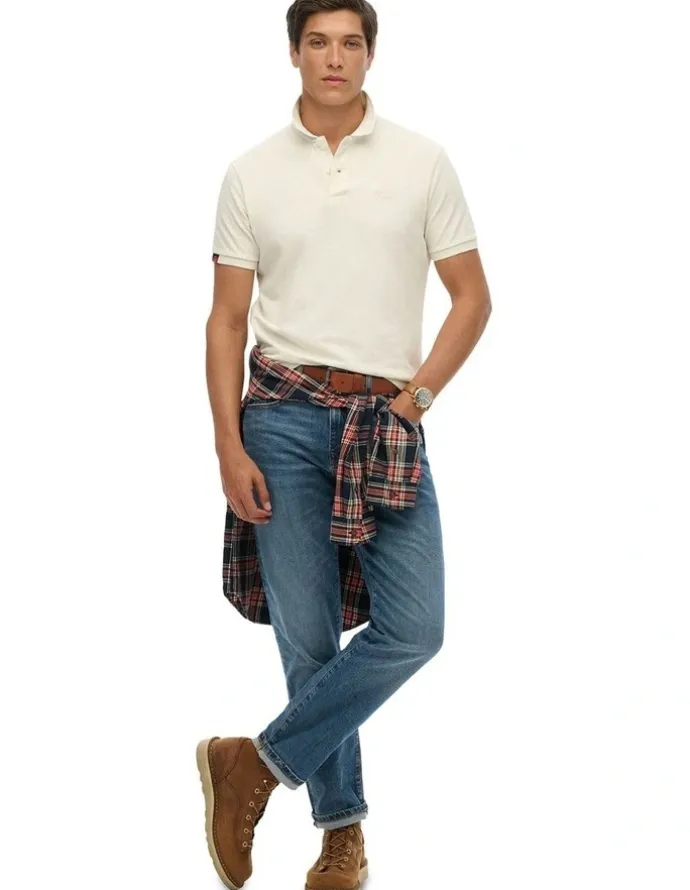 Superdry Vintage Destroy Polo Shirt in Chalk White