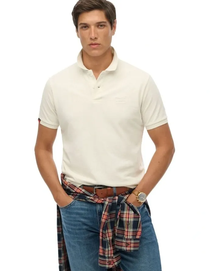 Superdry Vintage Destroy Polo Shirt in Chalk White