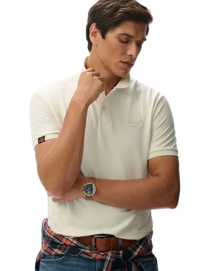 Superdry Vintage Destroy Polo Shirt in Chalk White
