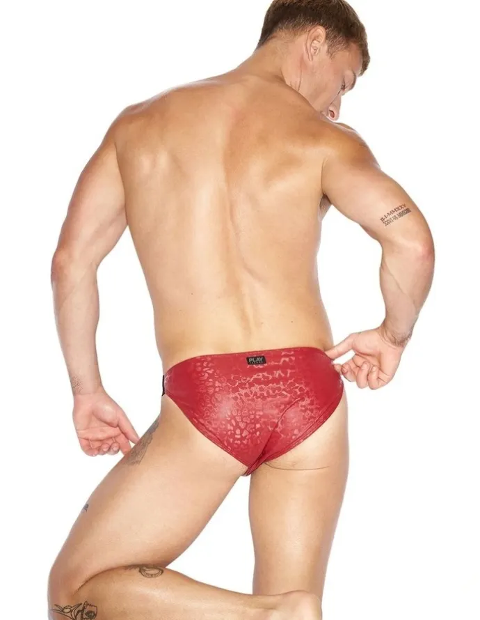 TEAMM8 Strapped Sports Brief in Crimson