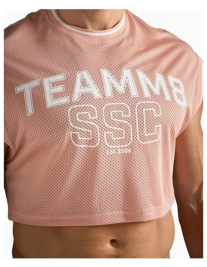 TEAMM8 S.S.C. Fraternity Crop Muscle Tank in Dusty Pink