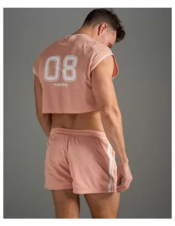 TEAMM8 S.S.C. Fraternity Crop Muscle Tank in Dusty Pink