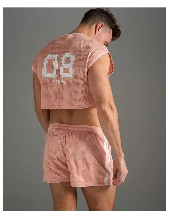 TEAMM8 S.S.C. Fraternity Crop Muscle Tank in Dusty Pink