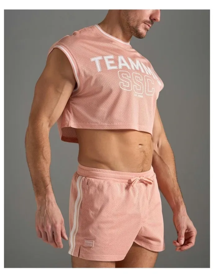TEAMM8 S.S.C. Fraternity Crop Muscle Tank in Dusty Pink