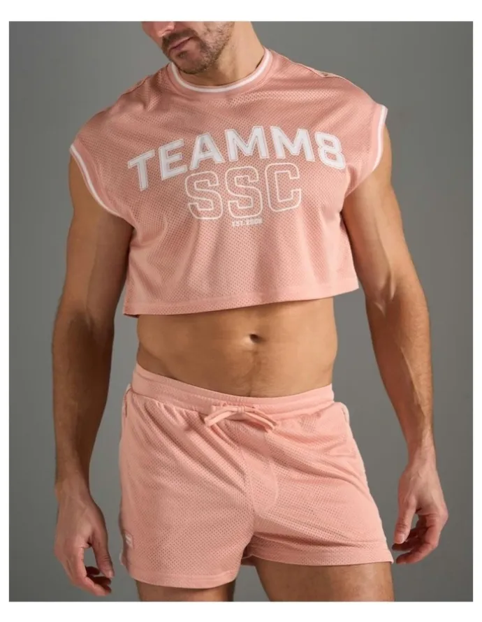TEAMM8 S.S.C. Fraternity Crop Muscle Tank in Dusty Pink