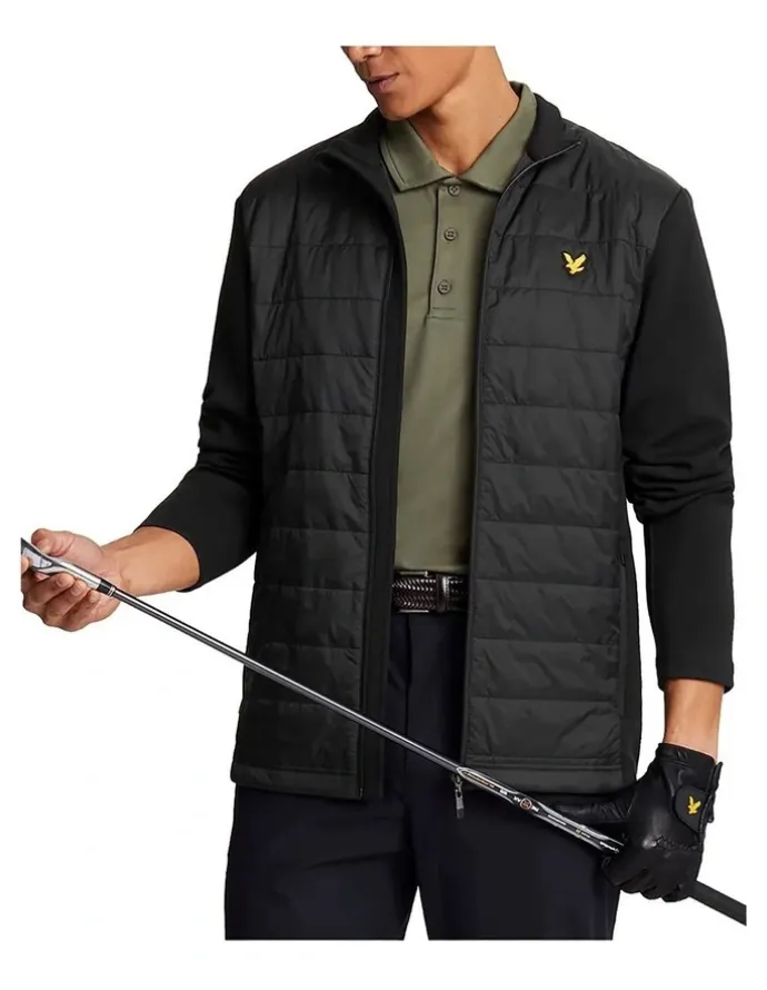 The Golf Society Golf Baffle Quilted Jacket in Jet Black