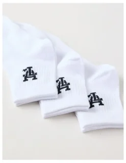There After 3 Pack Ankle Crew Logo Socks in White