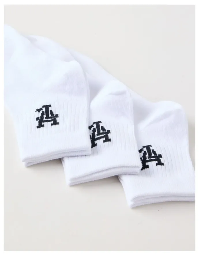 There After 3 Pack Ankle Crew Logo Socks in White