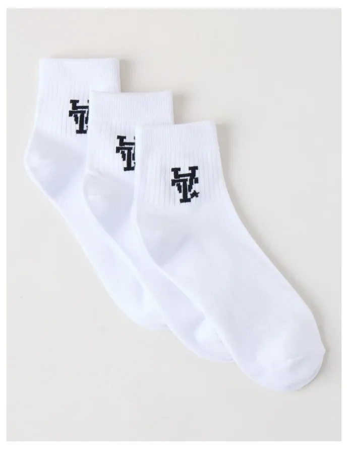 There After 3 Pack Ankle Crew Logo Socks in White