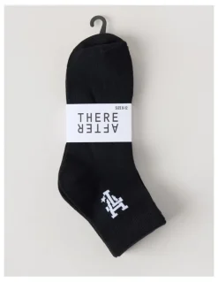 There After 3 Pack Ankle Crew Logo Socks in Black