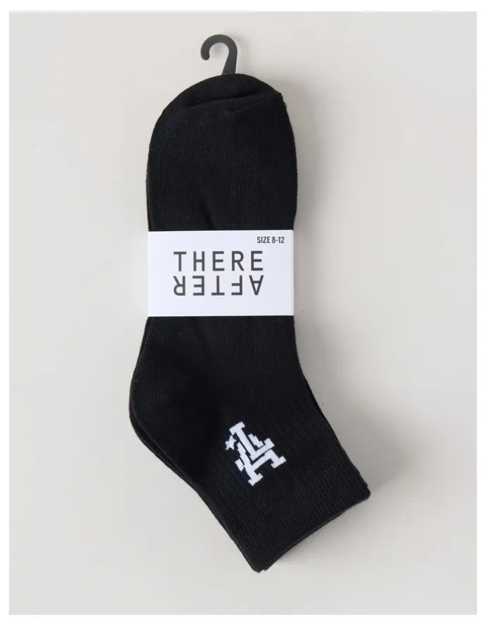 There After 3 Pack Ankle Crew Logo Socks in Black