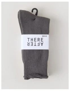 There After 2 Pack Cotton Terry Socks in Warm Grey and Moonbeam