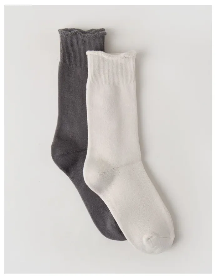 There After 2 Pack Cotton Terry Socks in Warm Grey and Moonbeam